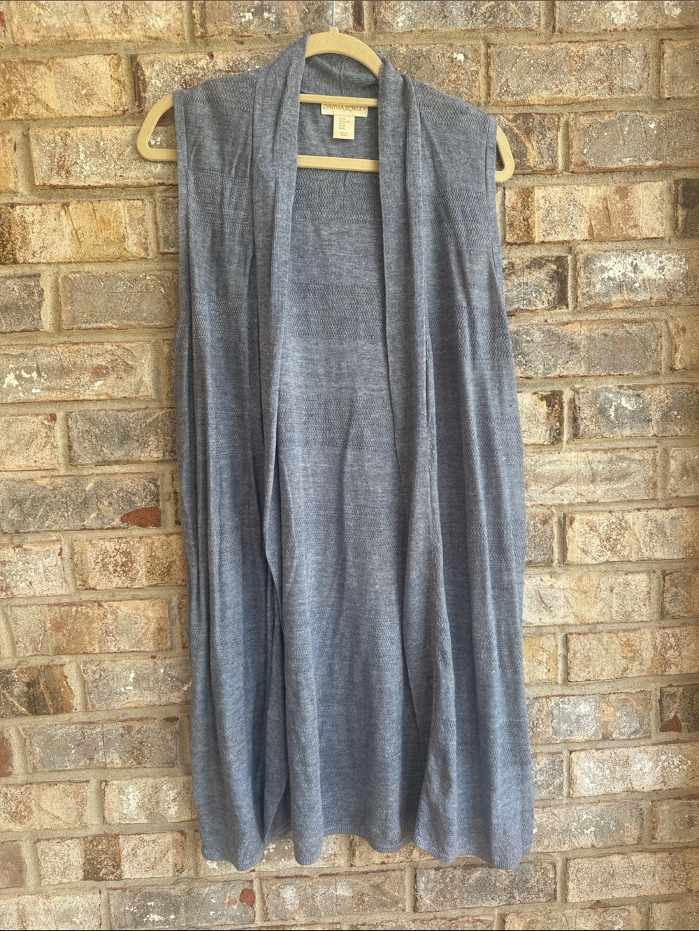 Cynthia Rowley Sleeveless Open-Front Duster Vest in Heather Blue